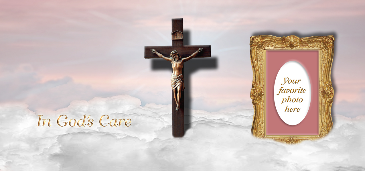 In Gods Care Clouds (Crucifix) Pink